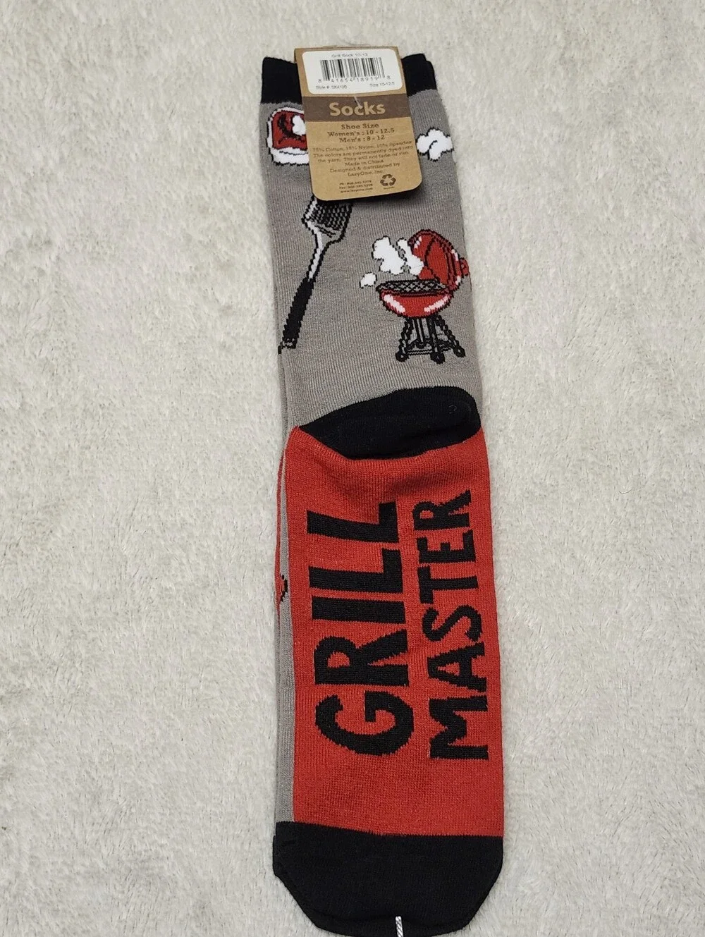 • NWT LazyOne Grill Master Charcoal Gray Novelty Crew Socks Men's Size 8-12